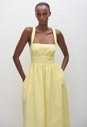 Crossback Linen Dress - Lemon - Matteau